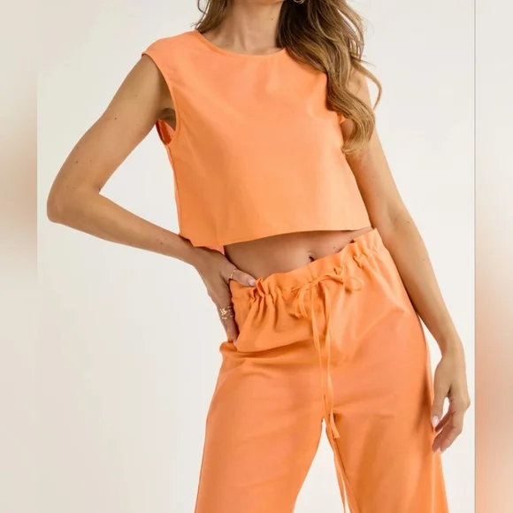 #431 🛑S,M,L BOHO CHIC WIDE LEG PANTS & CROP TOP 2pc SET - Picture 4 of 8
